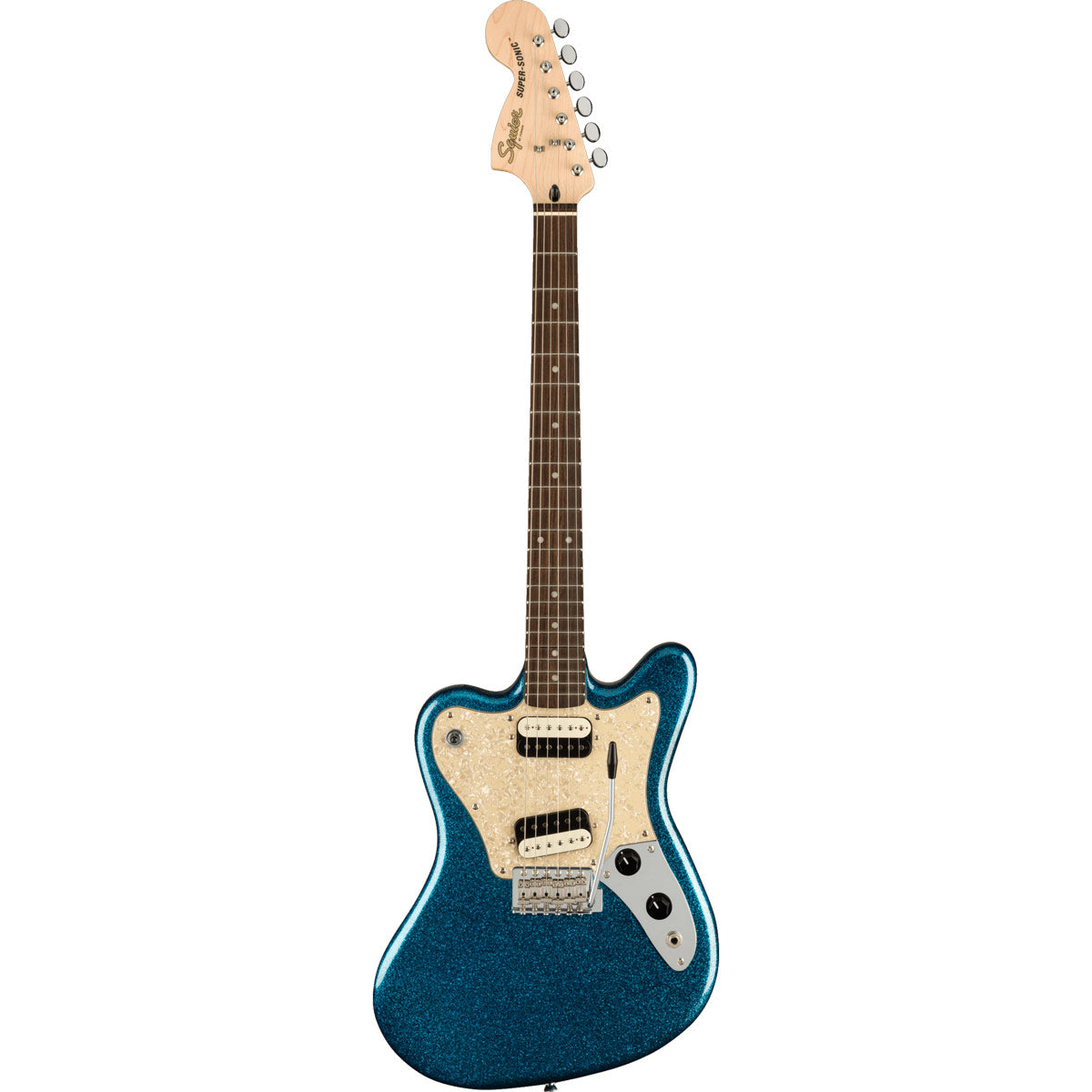 Squier Paranormal Super-Sonic, Laurel Fingerboard, Pearloid Pickguard - Blue Sparkle