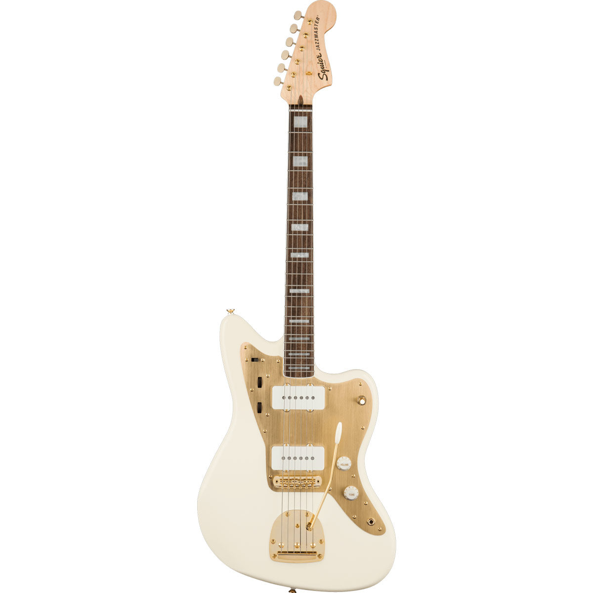 Squier 40th Anniversary Jazzmaster, Gold Edition, Laurel Fingerboard, Gold Anodized Pickguard - Olympic White