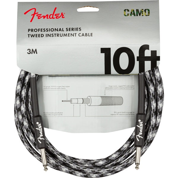 Fender Professional Series Instrument Cable, Straight/Straight, 10' - Winter Camo