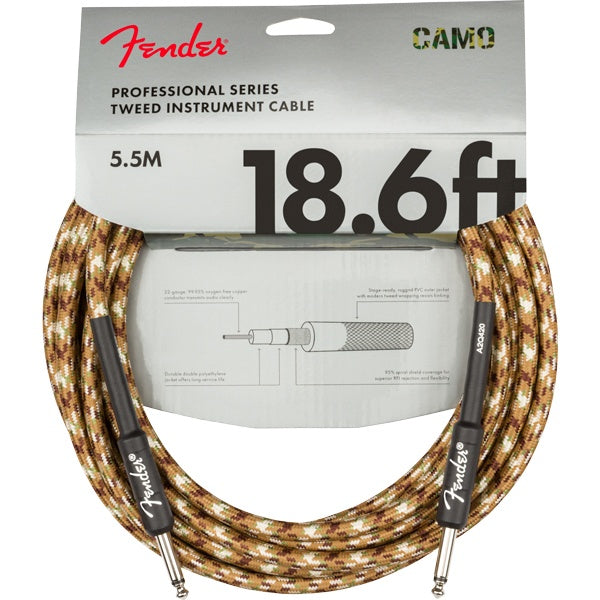 Fender Professional Series Instrument Cable, Straight/Straight, 18.6' - Desert Camo