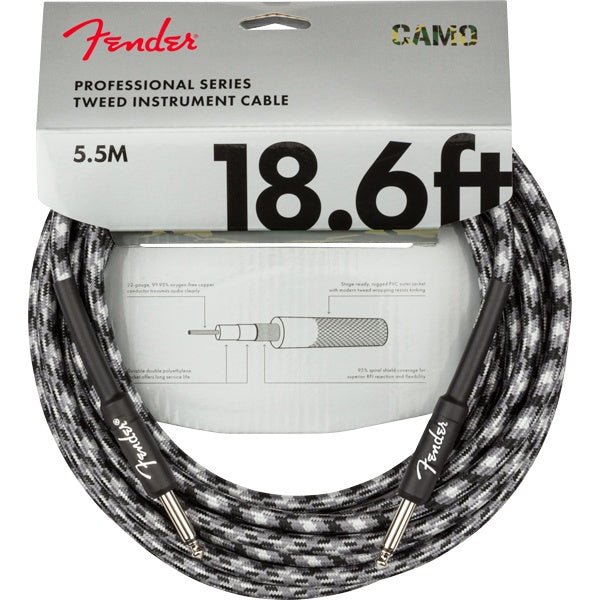 Fender Professional Series Instrument Cable, Straight/Straight, 18.6' - Winter Camo
