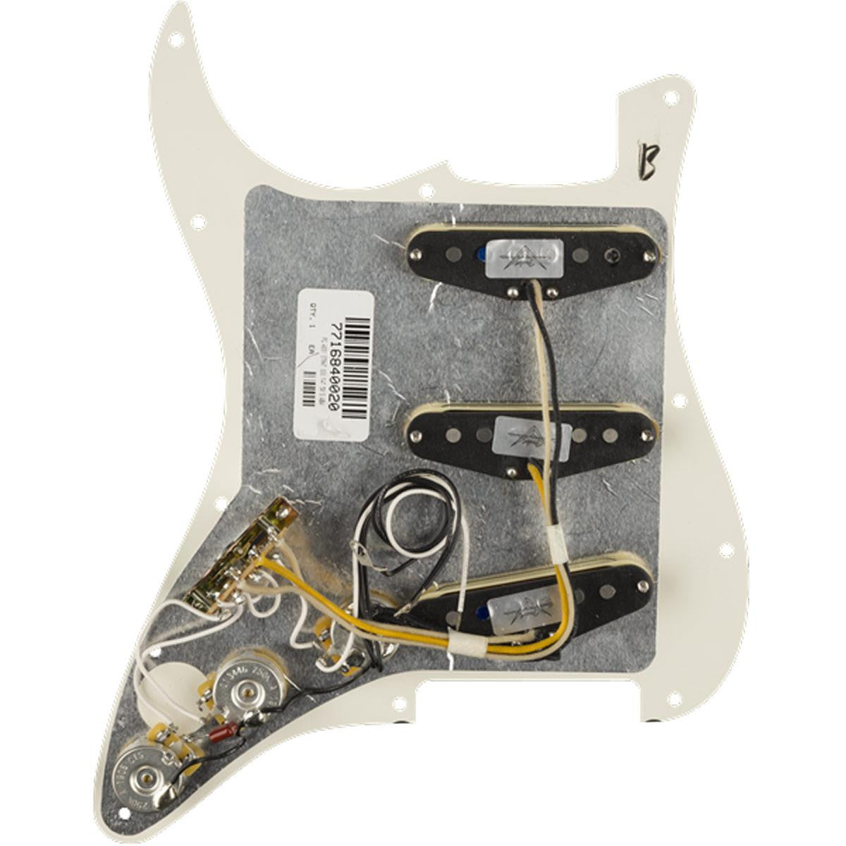 Fender Pre-Wired Strat Pickguard, Custom Shop Fat 50's SSS, Parchment 11 Hole PG