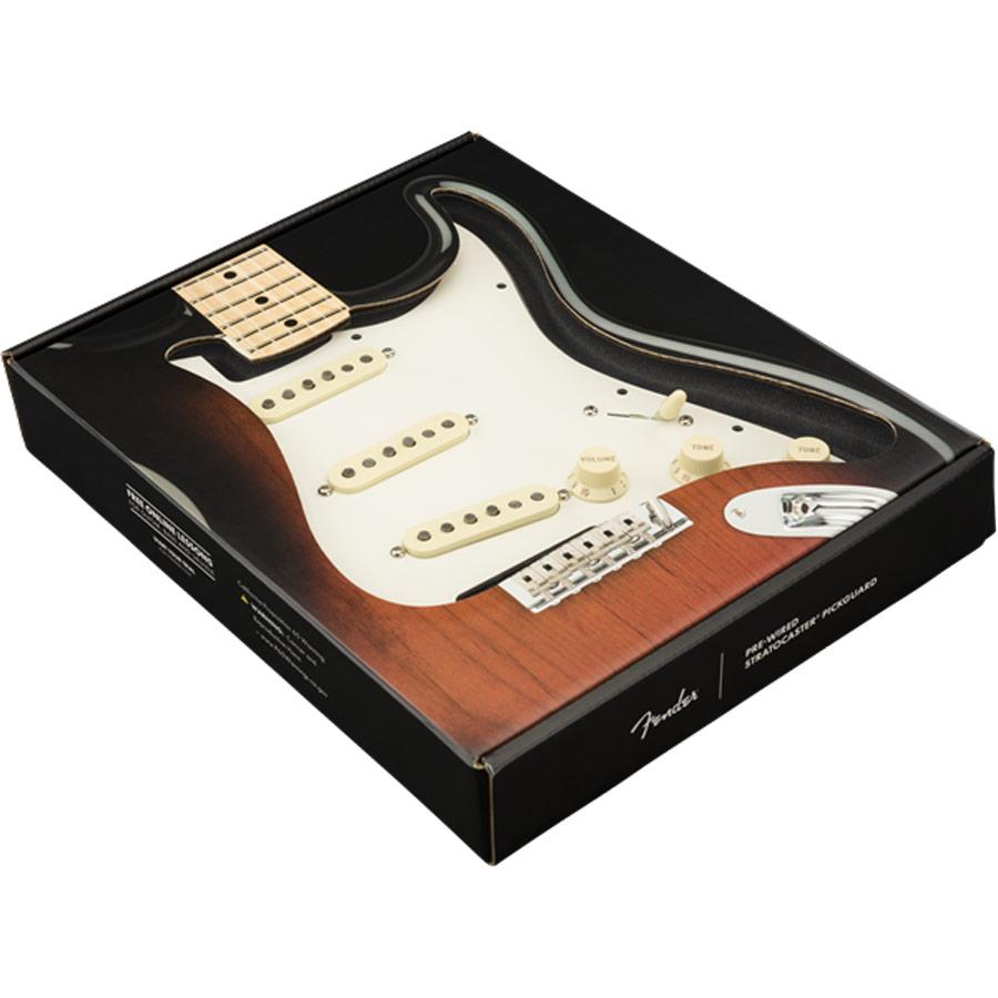 Fender Pre-Wired Strat Pickguard, Custom Shop Custom '69 SSS, Parchment 11 Hole PG