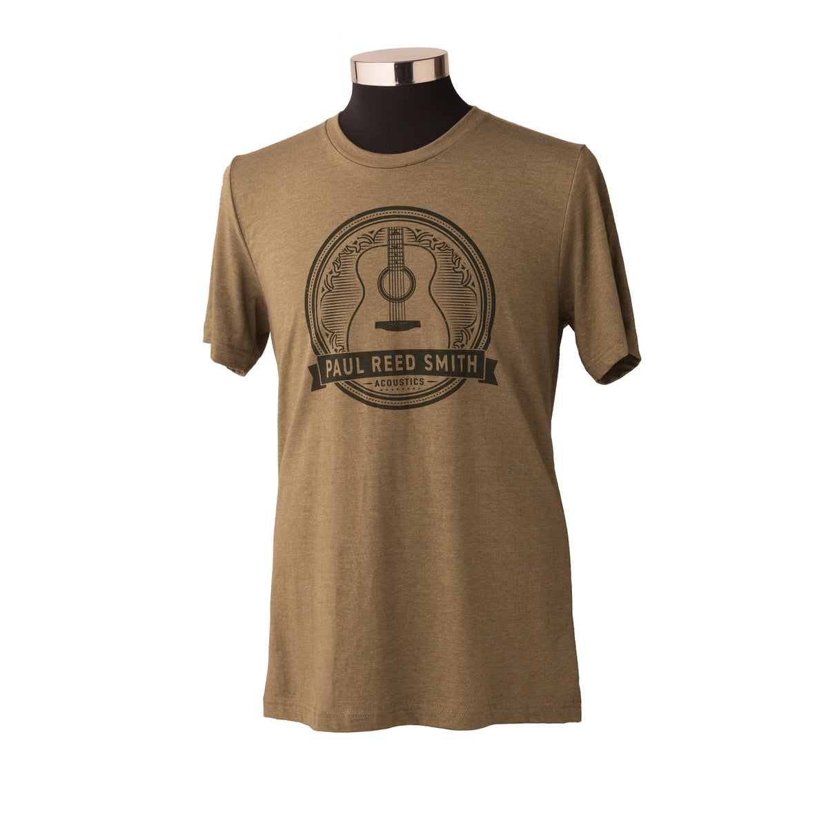 PRS T-shirt à motif guitare acoustique, vert olive chiné – taille Large