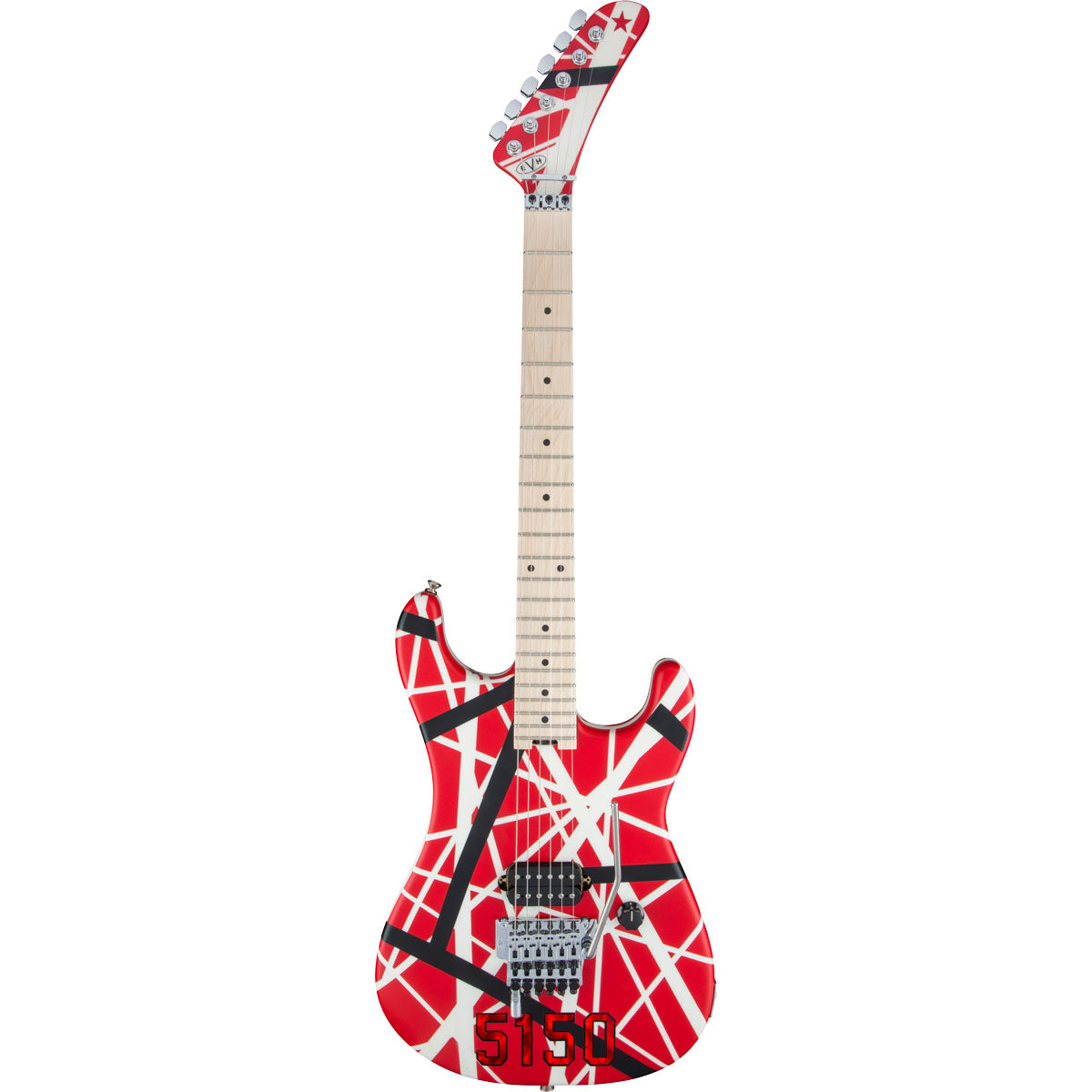 EVH Striped Series 5150, Maple Fingerboard, Red with Black and White Stripes