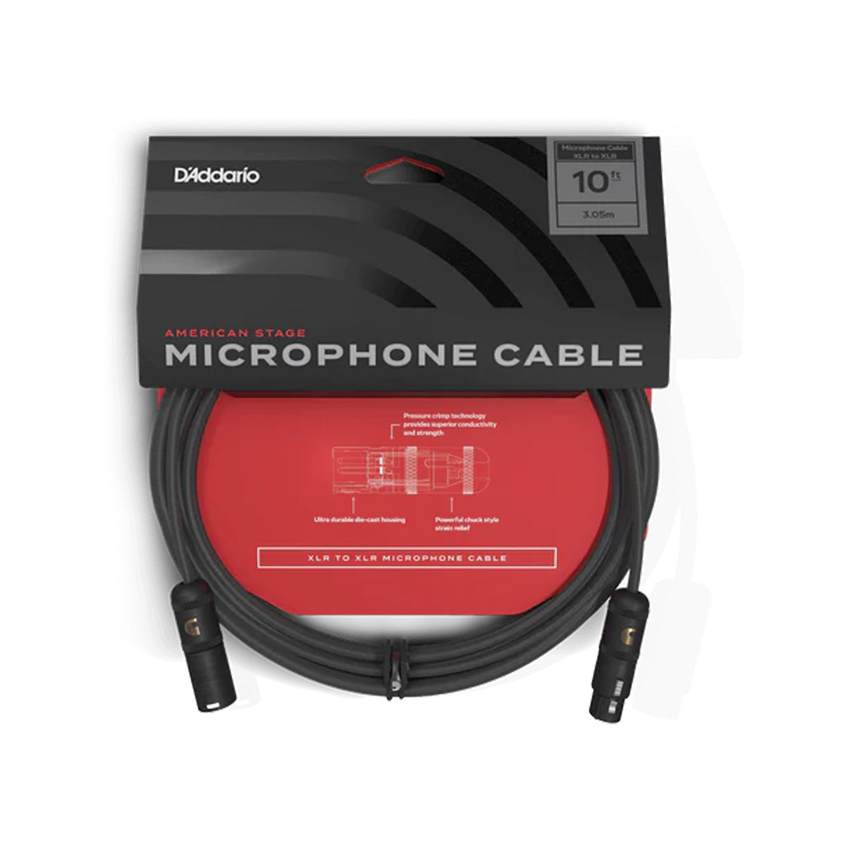 D'ADDARIO American Stage Câble XLR pour microphone / enceinte amplifiée XLR vers XLR – 10 pi (3 m)