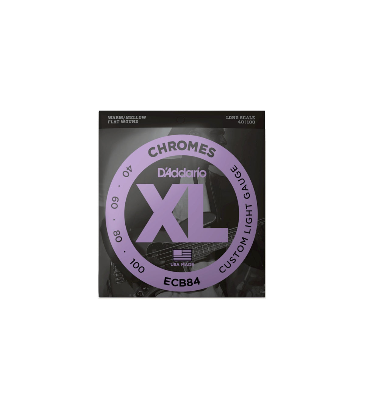 D'Addario ECB84 - Flat Wound Long Scale Bass Strings Custom Light Gauge (40-100)