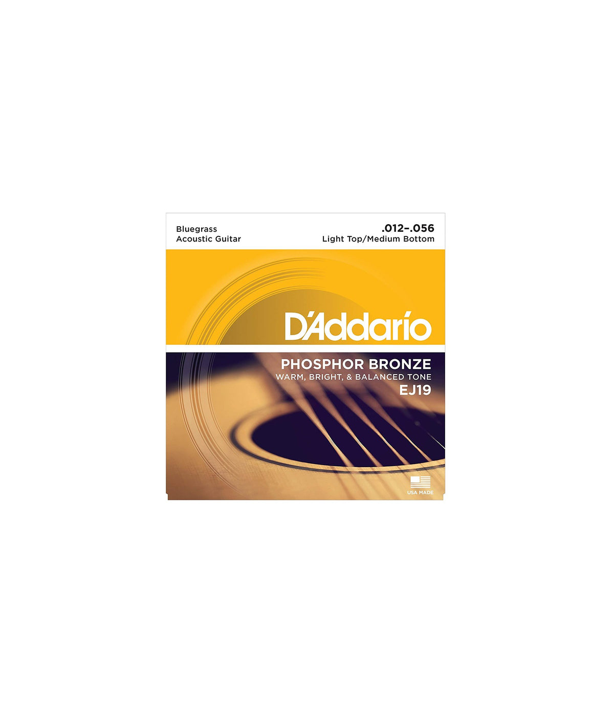 D'Addario EJ19 Phosphor Bronze Acoustic Strings Light Top/Medium Bottom Gauge (12-56)