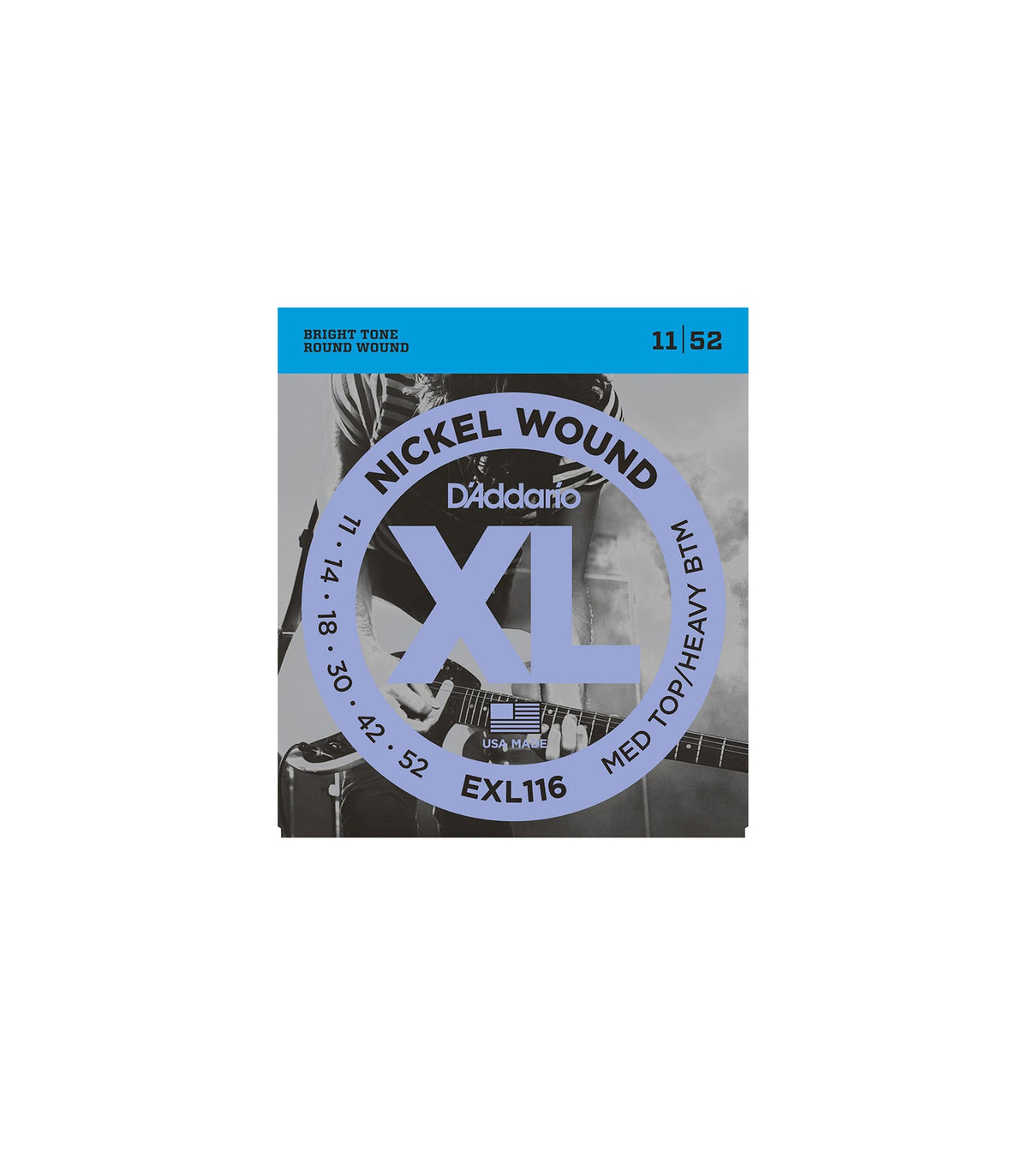 D'Addario EXL116 Nickel Wound Electric Guitar Strings Medium Top/Heavy Bottom Gauge (11-52)