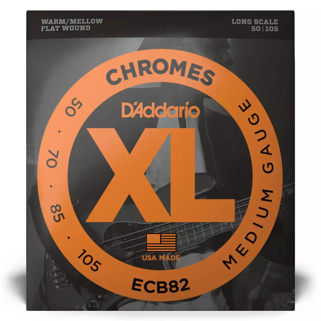 D'Addario ECB82 - Bass Strings - Chromes Flat Wound LONG SCALE 50-105