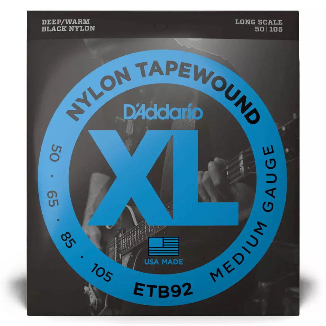 D'Addario ETB92 - D'Addario Bass Black Nylon Tapewound 50-105