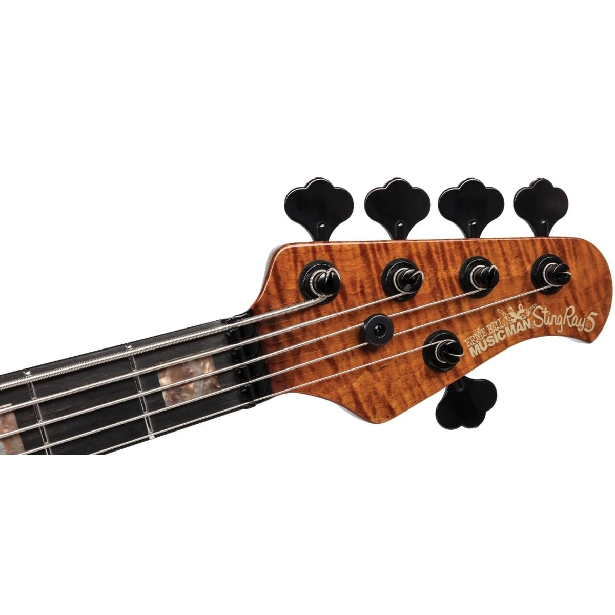 Ernie Ball Music Man 35th Anniversary StingRay5 H Bass Guitar, Roasted Flame Maple/Ebony - Spalted Sunburst