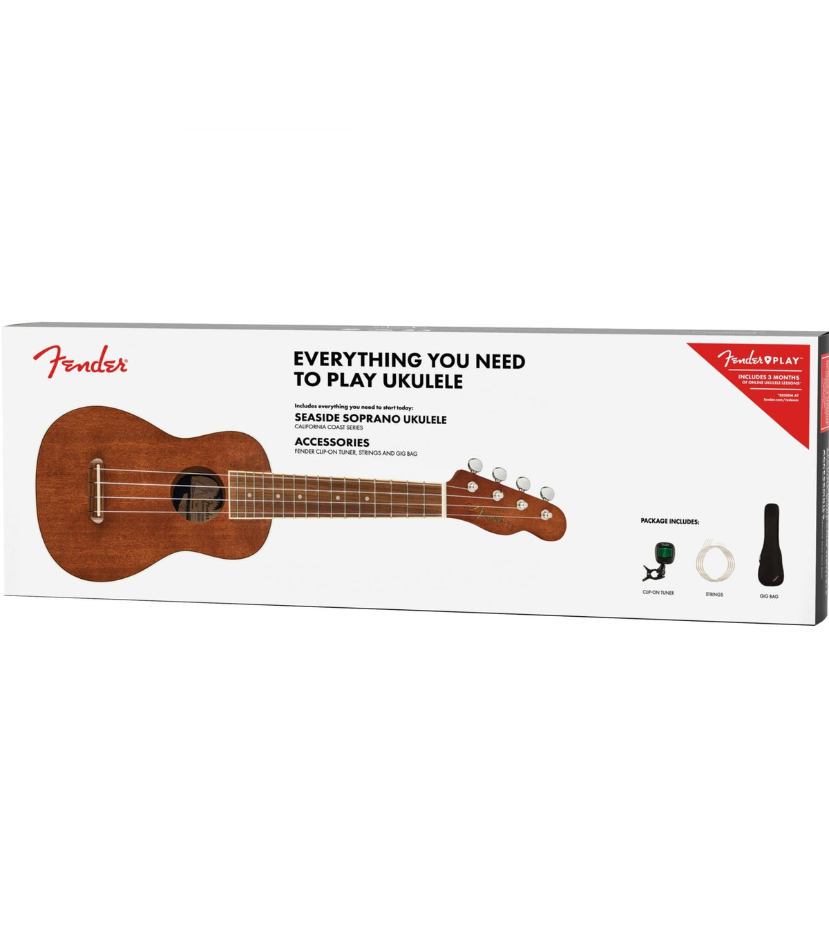 Fender Seaside Soprano Ukulele Pack Naturel