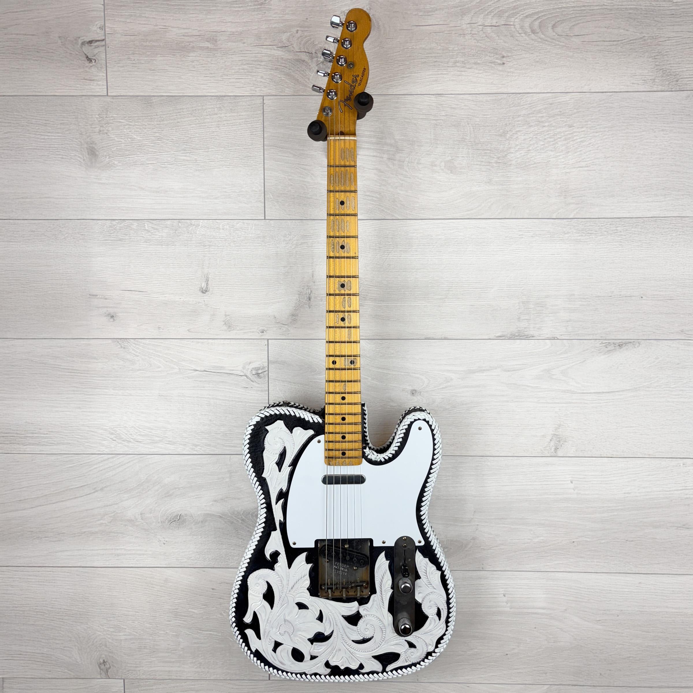 Fender Custom Shop Limited Edition Masterbuilt Waylon Jennings Telecaster Relic, Black and White Tooled Leather over Butterscotch Blonde