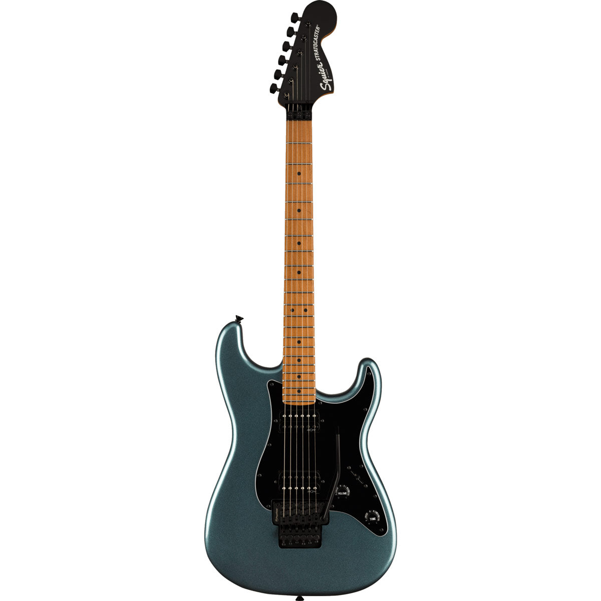 Squier Contemporary Stratocaster HH FR, Roasted Maple Fingerboard, Black Pickguard - Gunmetal Metallic