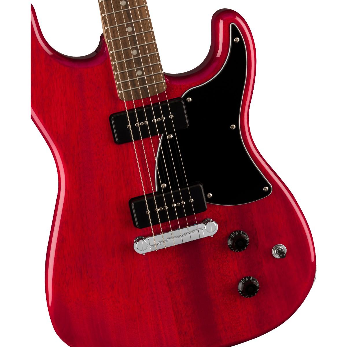 Squier Paranormal Strat-O-Sonic, Laurel Fingerboard, Black Pickguard, Crimson Red Transparent