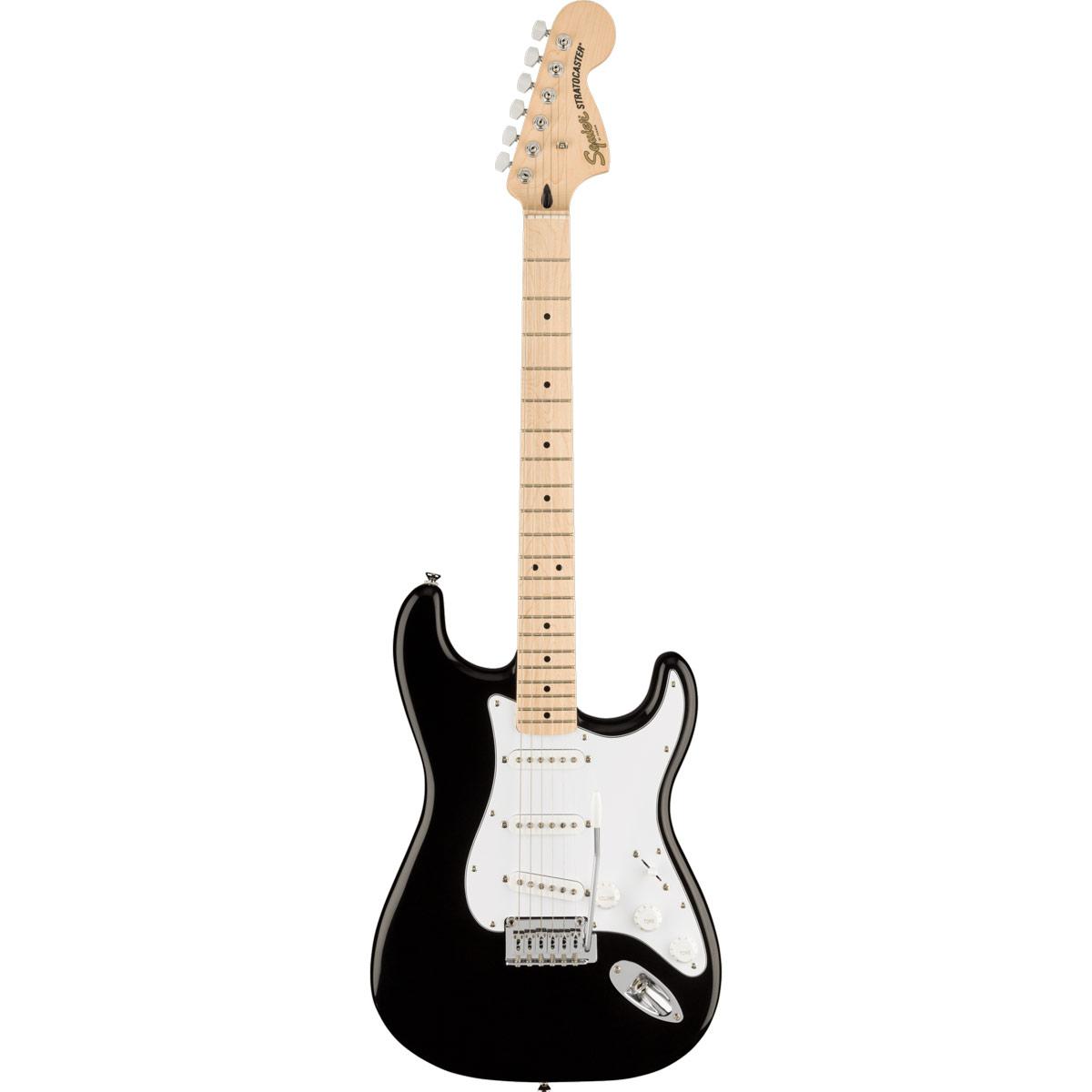 Squier Affinity Series Stratocaster, Maple Fingerboard, White Pickguard - Black