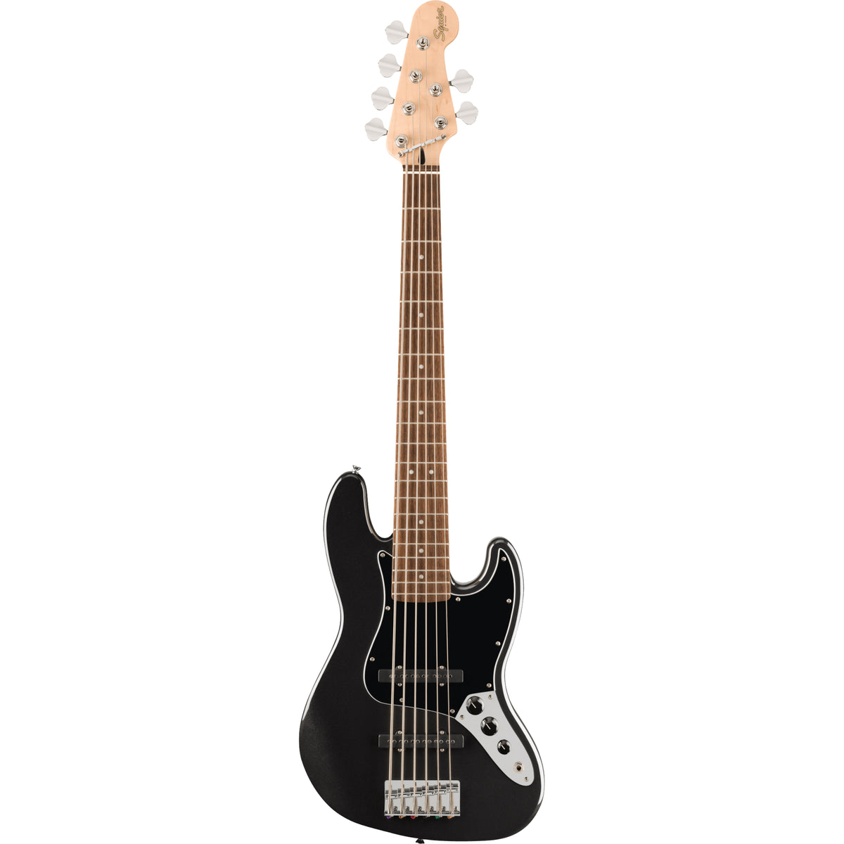 SQUIER Affinity Series Jazz Bass VI, Laurel Fingerboard, Black Pickguard, Black Metallic