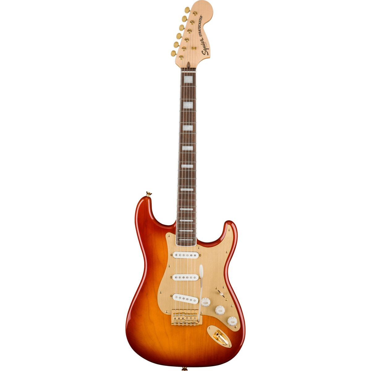 Squier 40th Anniversary Stratocaster®, Gold Edition, Laurel Fingerboard, Gold Anodized Pickguard - Sienna Sunburst