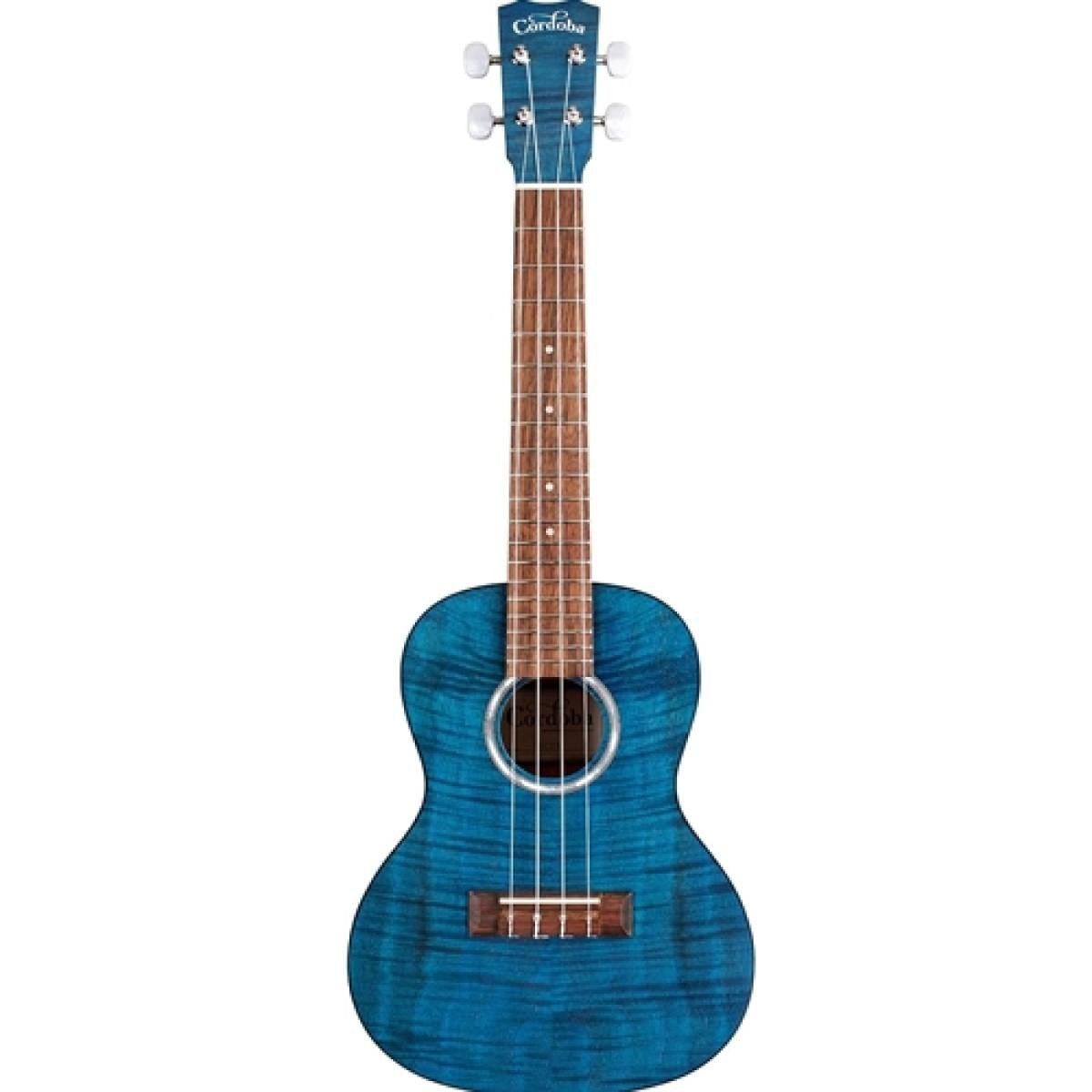 Cordoba 15CFM Exotic Flamed Mahogany Concert Ukulele - Sapphire Blue
