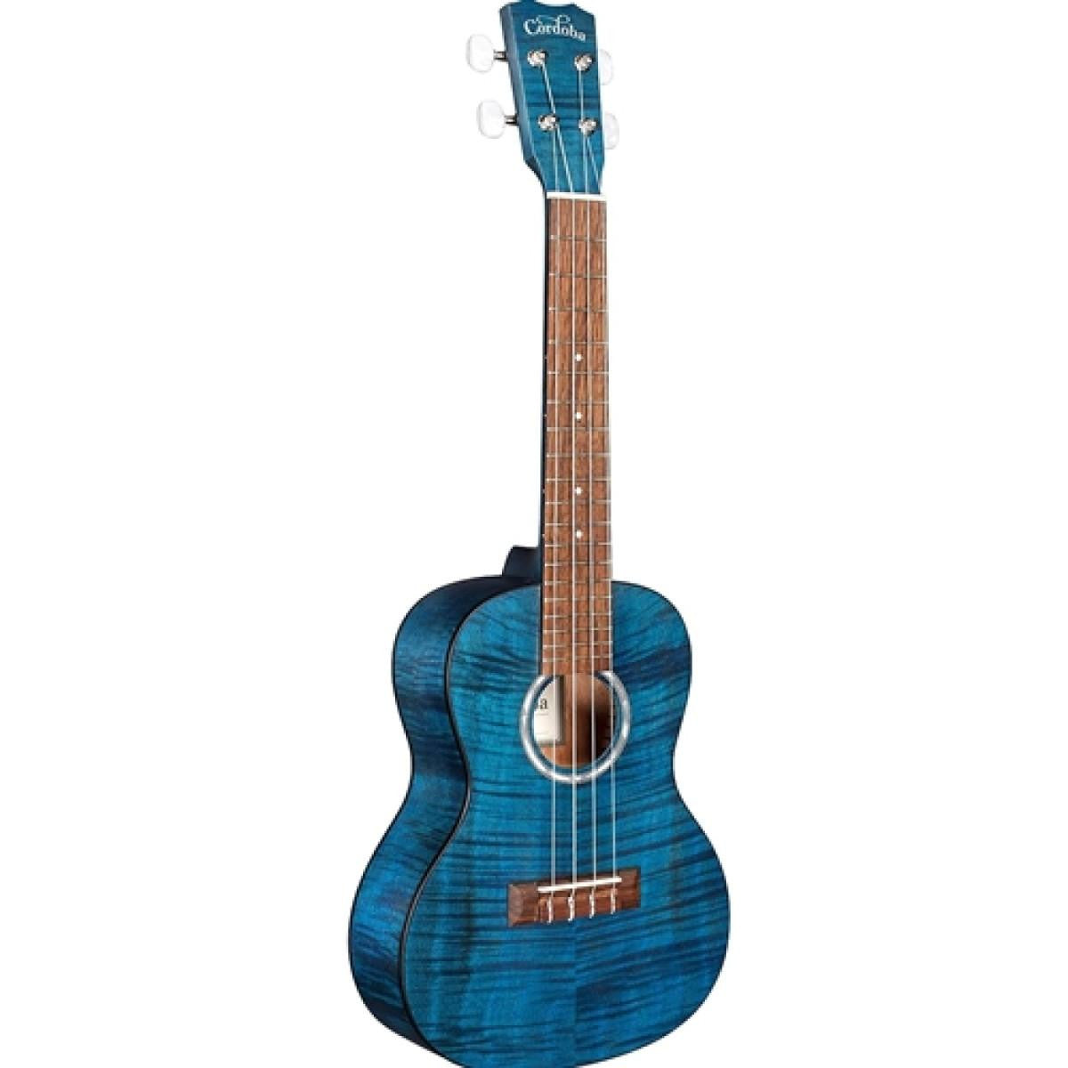 Cordoba 15CFM Exotic Flamed Mahogany Concert Ukulele - Sapphire Blue