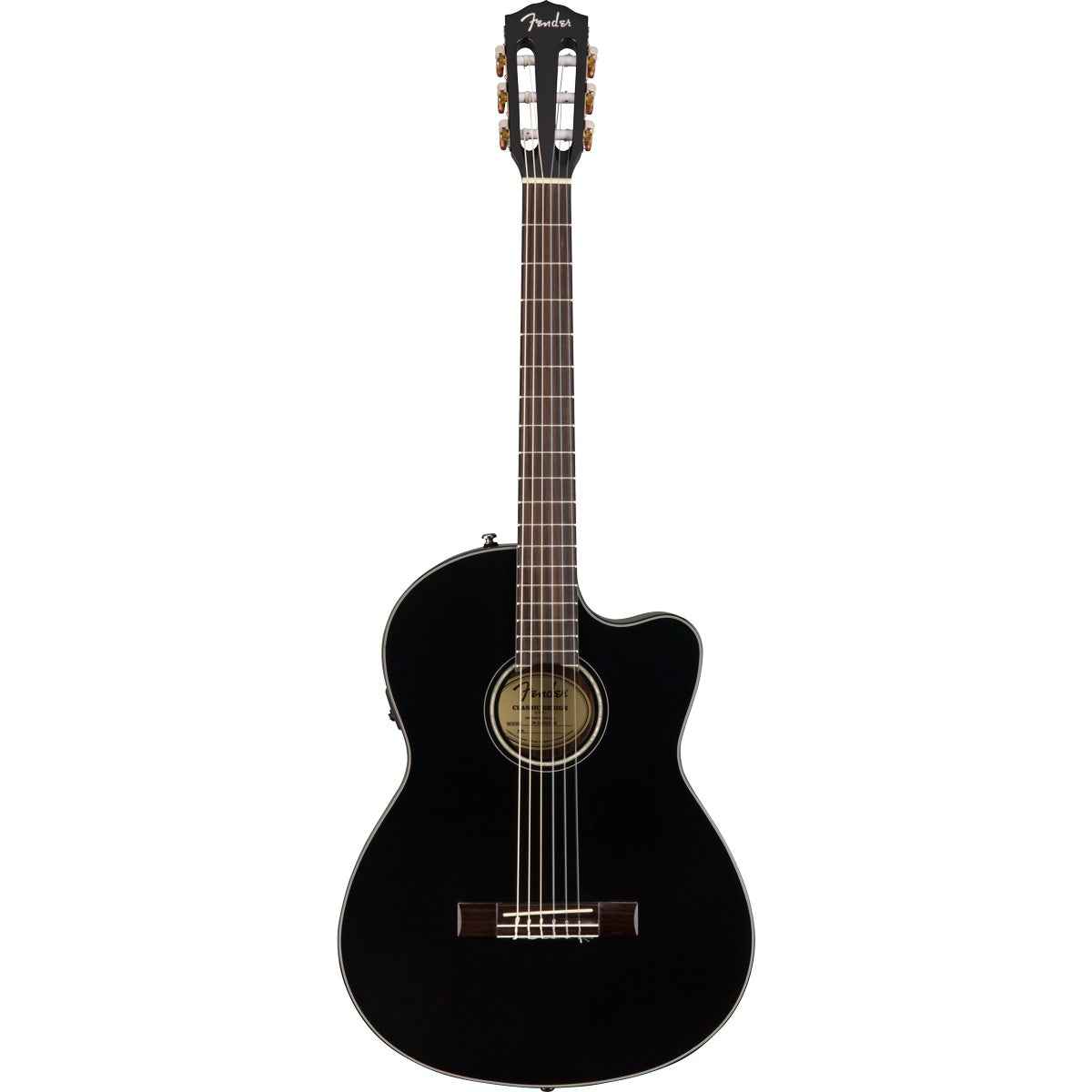 Fender CN-140SCE Nylon Thinline, Walnut Fingerboard - Black w/case