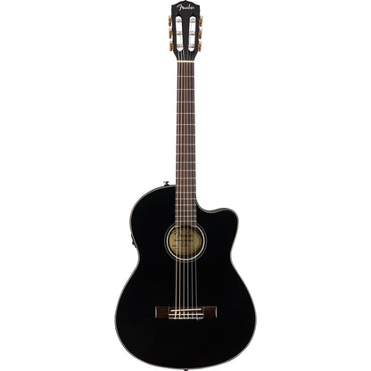 Fender CN-140SCE Nylon Thinline, Walnut Fingerboard - Black w/case