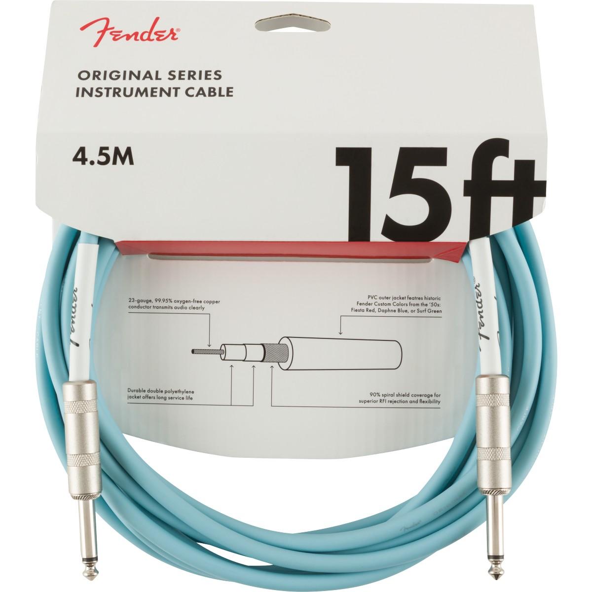 Fender Original Series Instrument Cable, 15', Daphne Blue
