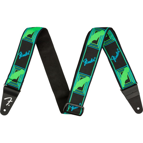 Fender Neon Monogrammed Strap - Green/Blue