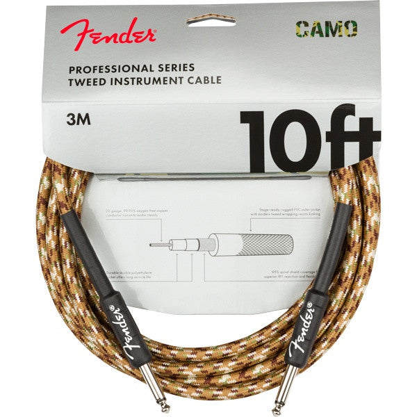 Fender Professional Series Instrument Cable, Straight/Straight, 10' - Desert Camo
