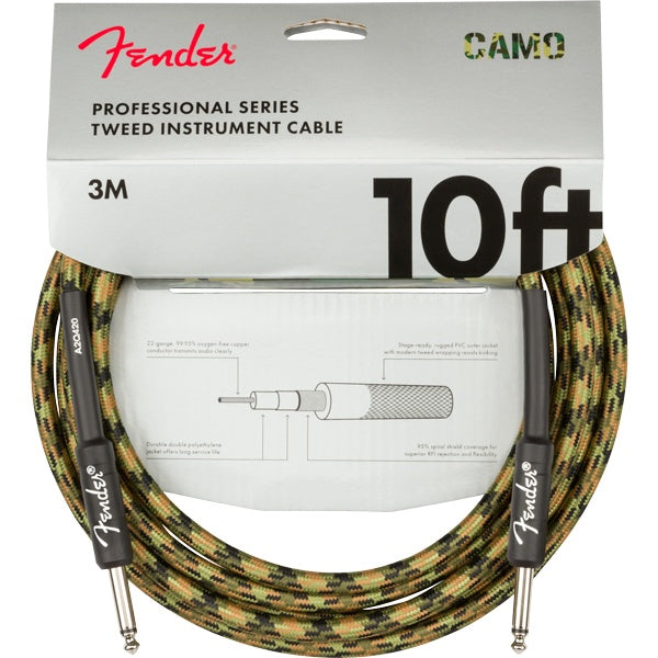 Fender Professional Series Instrument Cable, Straight/Straight, 10' - Woodland Camo