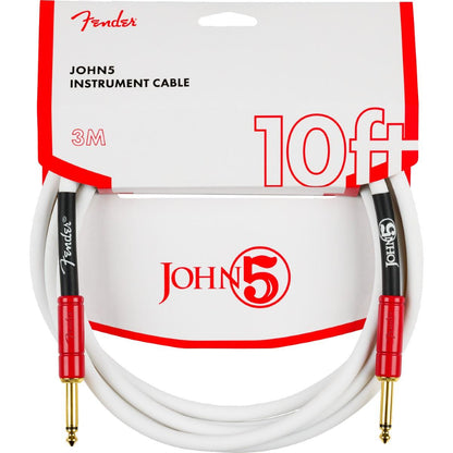 Fender John 5 Instrument Cable, White and Red, 10'