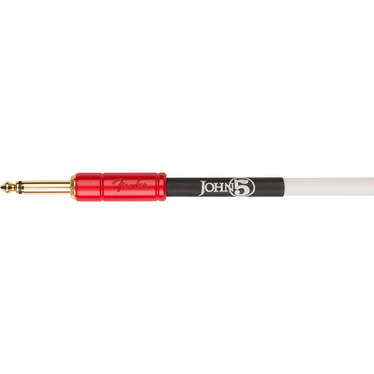 Fender John 5 Instrument Cable, White and Red, 10'