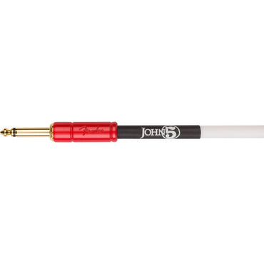 Fender John 5 Instrument Cable, White and Red, 10'