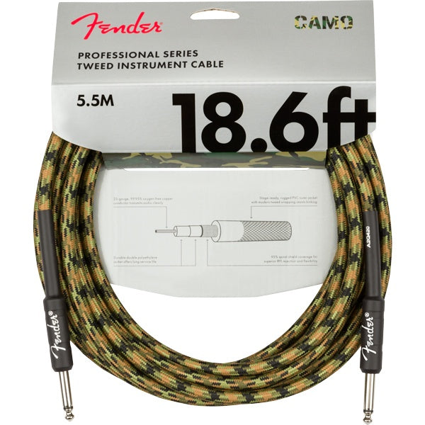 Fender Professional Series Instrument Cable, Straight/Straight, 18.6' - Woodland Camo