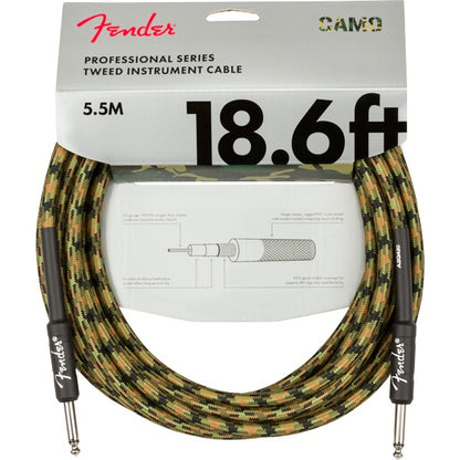 Fender Professional Series Instrument Cable, Straight/Straight, 18.6' - Woodland Camo