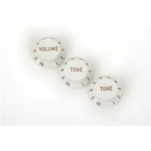 Fender Stratocaster Knobs, White (Volume, Tone, Tone) (3)
