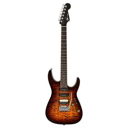 CHARVEL Pro-Mod Plus Dinky® DK24 HSS 2PT EB QM - Ebony Fingerboard - Amber Tiger Eye