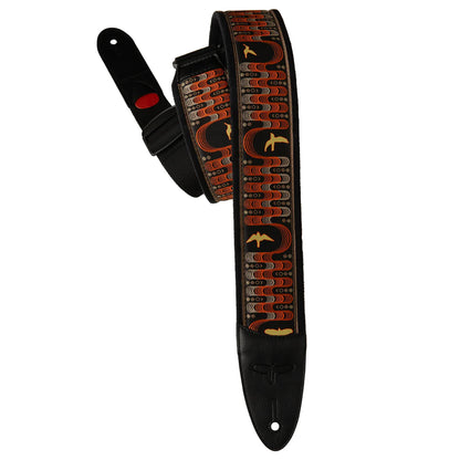 PRS Paul Reed Smith 2.4" Padded Guitar Strap w/FLASH, Custom Jacquard Birds Wavelength - Rouge