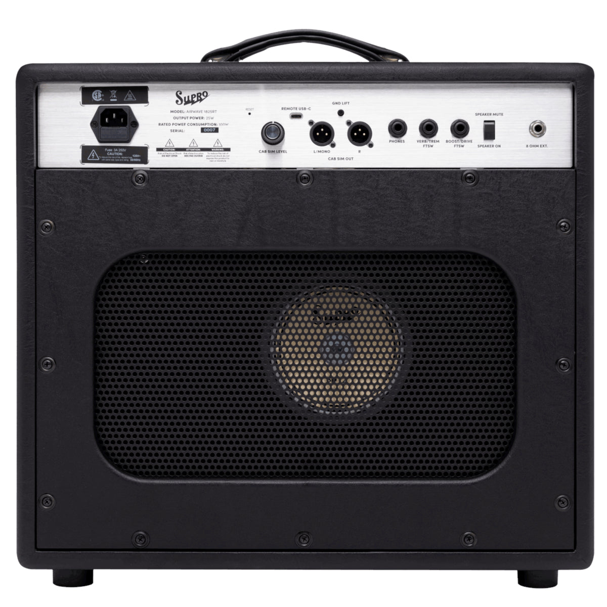 SUPRO 1825RT Airwave 1x12" 25W Guitar Combo Amplifier with On-Board Cab Sims, Black & Cream
