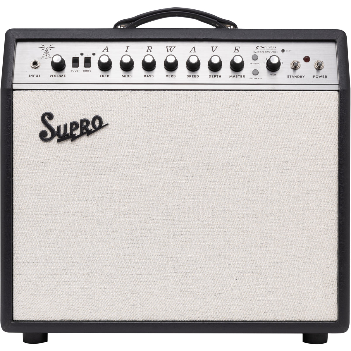 SUPRO 1825RT Airwave 1x12" 25W Guitar Combo Amplifier with On-Board Cab Sims, Black & Cream