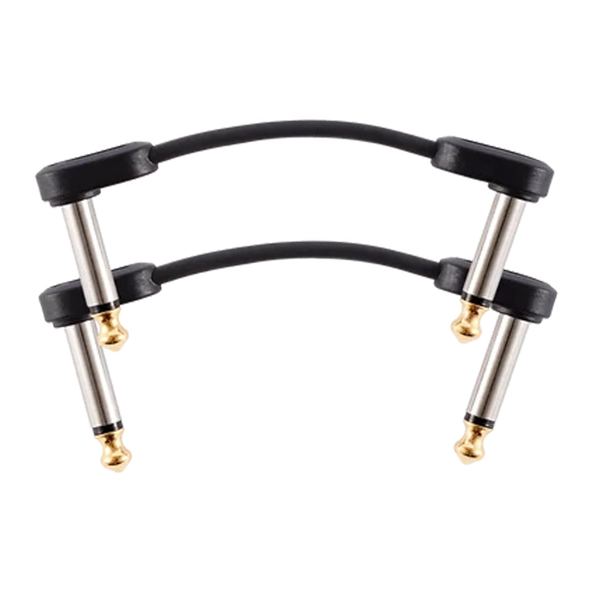 D'ADDARIO PW-FPRR-202 1/4" TS Right-Angle-to-Right-Angle Flat Patch Cables - 2" - Pair