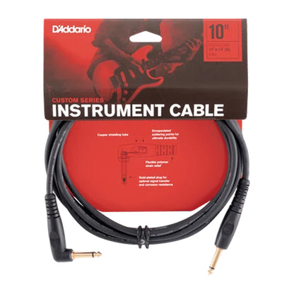 D'ADDARIO PW-GRA-10 Câble d'instrument de la série Custom droit vers coudé TS 1/4 po - 10 pi