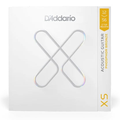 D'ADDARIO XSAPB1256 Haut-tirant léger / bas-tirant moyen - Cordes à revêtement en bronze phosphoreux XS pour guitare acoustique - 12-56