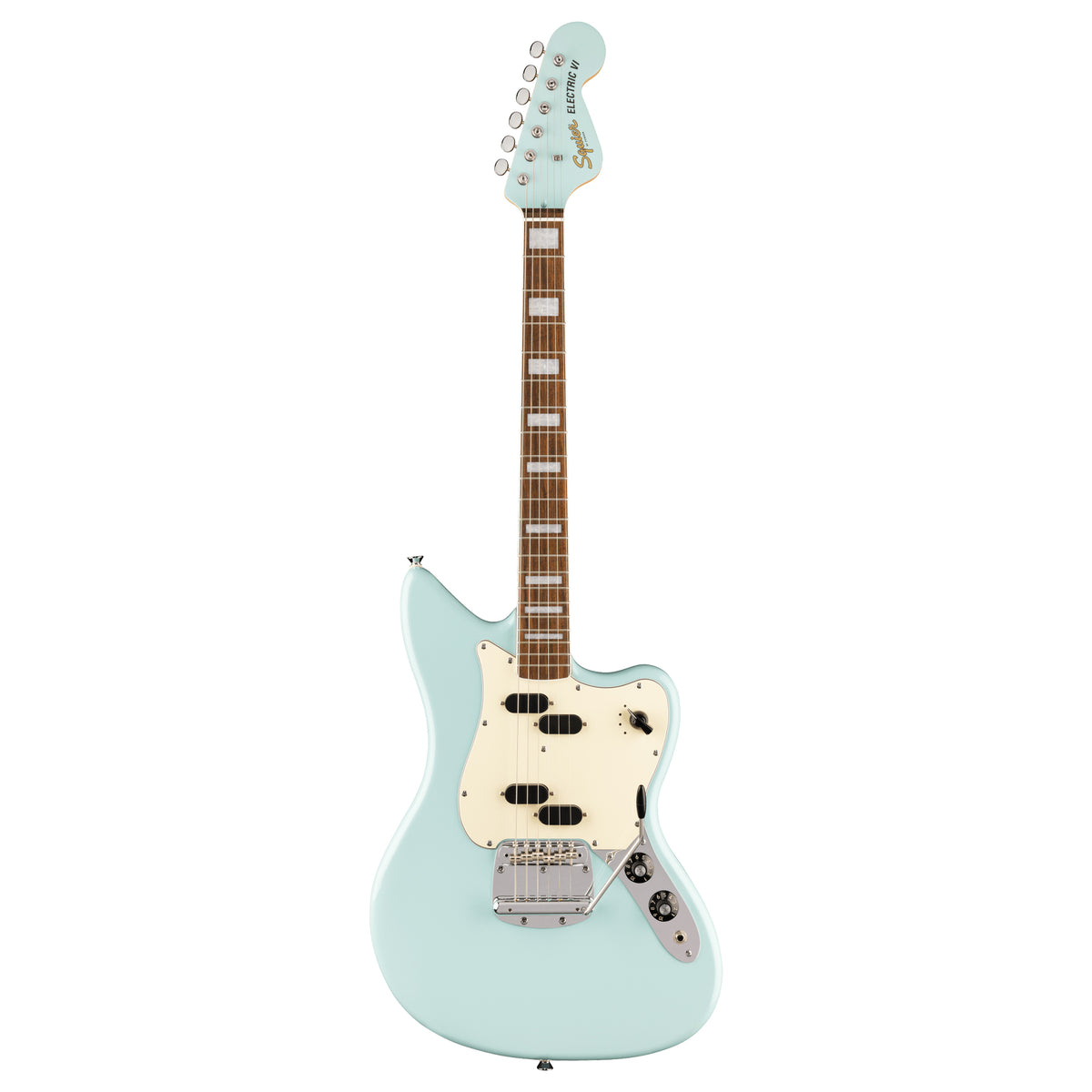SQUIER Paranormal Electric VI - Laurel Fingerboard - Parchment Pickguard - Matching Headstock - Daphne Blue