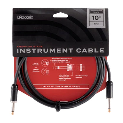 D'ADDARIO PW-AMSG-10 American Stage 1/4" TS Straight-to-Straight Instrument Cable - 10'