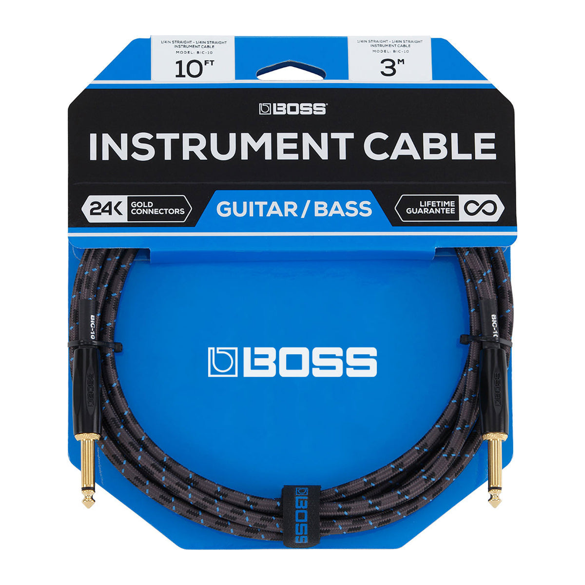 BOSS BIC-10 1/4" TS Straight-to-Straight Instrument Cable - 10'