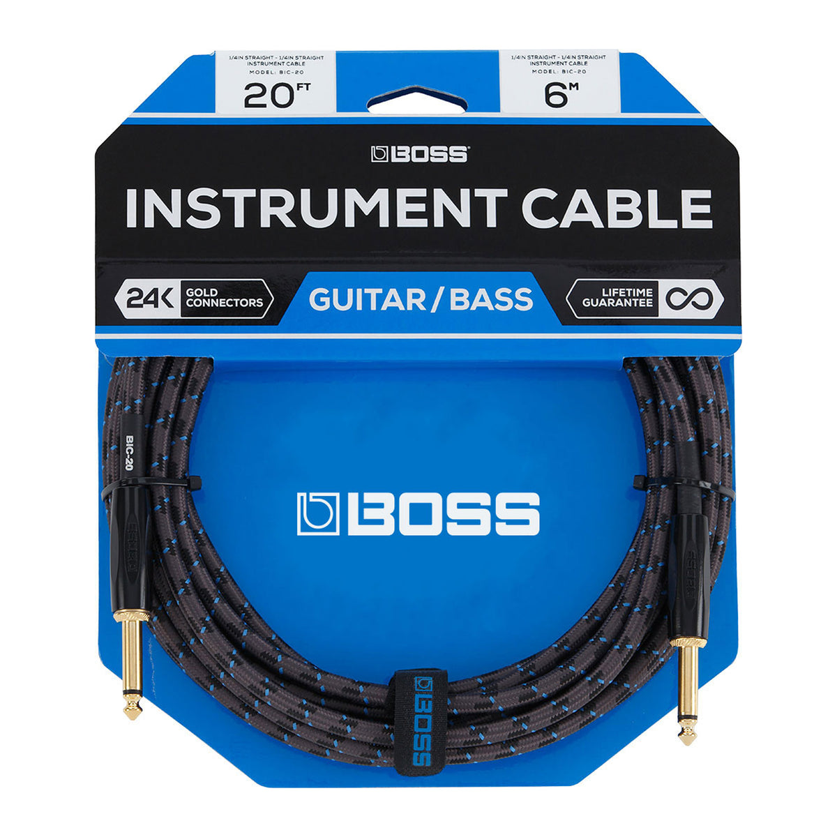 BOSS BIC-20 1/4" TS Straight-to-Straight Instrument Cable - 20'
