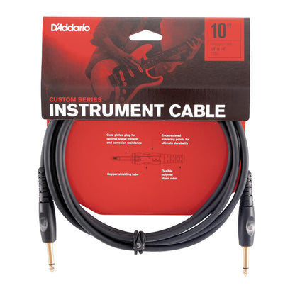 D'ADDARIO PW-G-10 Custom Series 1/4" TS Straight-to-Straight Instrument Cable - 10'