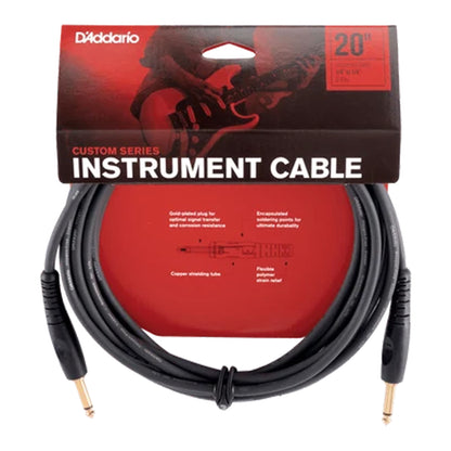 D'ADDARIO PW-G-20 Custom Series 1/4" TS Straight-to-Straight Instrument Cable - 20'